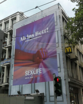 Billboard in Berlin at night for Netflix Series Sex/Life